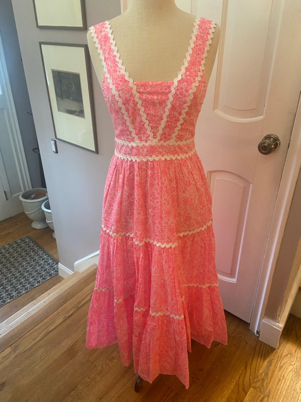 Lilly Pulitzer Pink Lace-Trim Maxi Dress